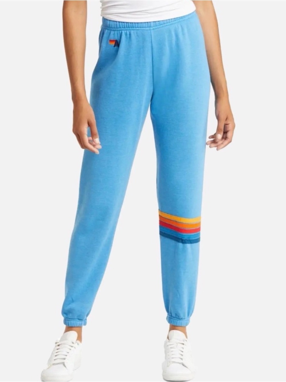 Aviator Nation Rainbow Stitch Sweatpants Blue Size Small